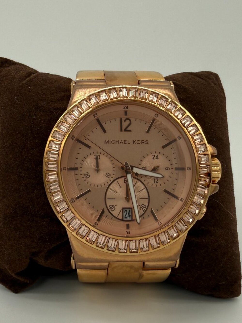 Michael Kors Rose Gold Tone Baguette Bezel Chronograph Ladies Watch MK5412 - Picture 4 of 7
